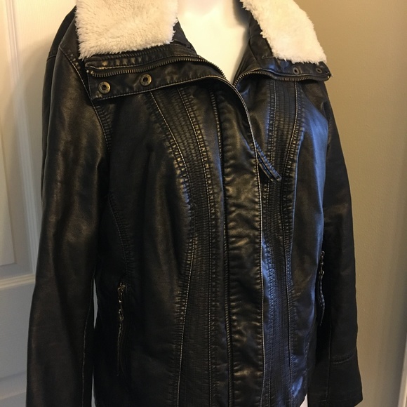 a.n.a Jackets & Blazers - Faux Leather Faux Sheepskin Lined Coat Jacket